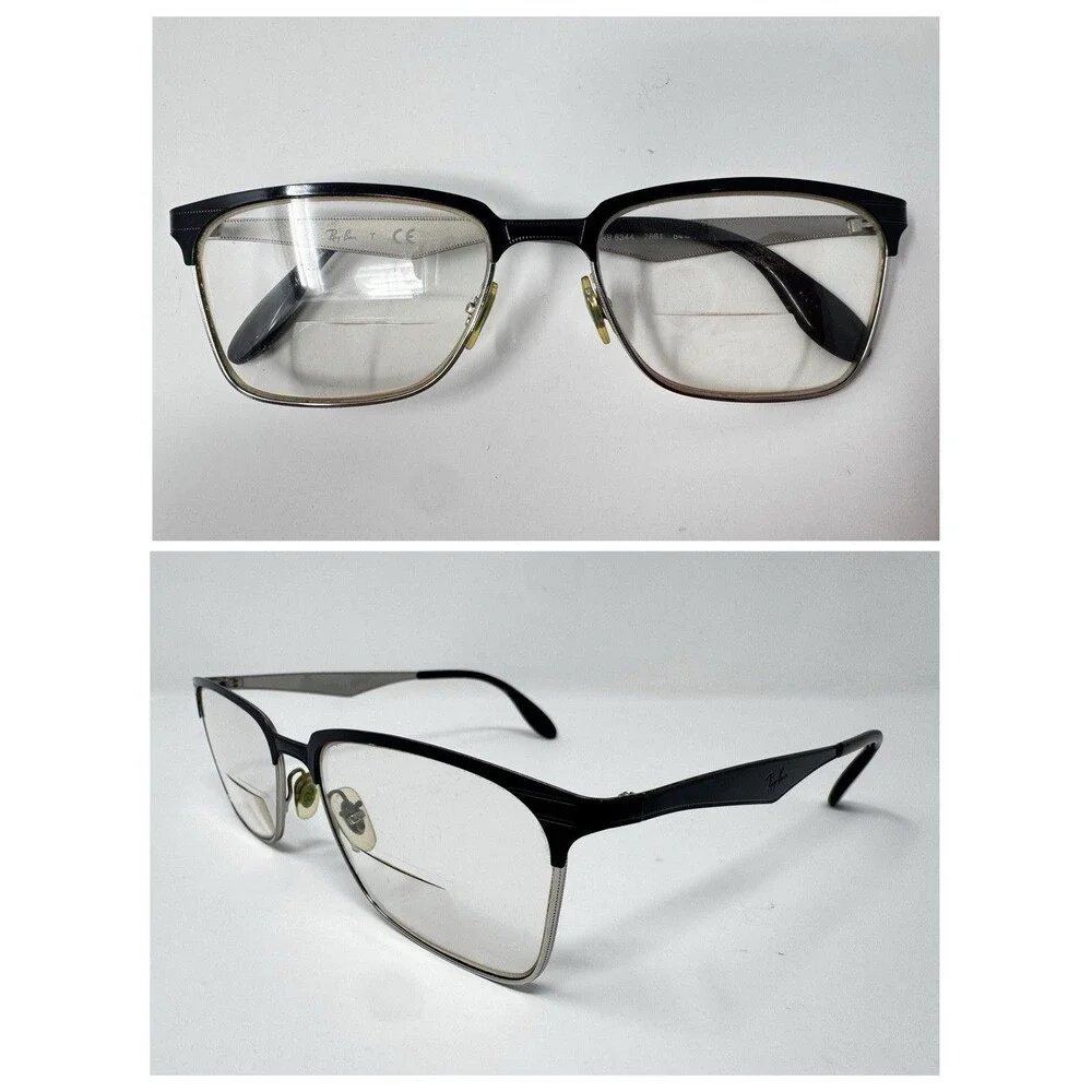 Ray-Ban RB6344 2861 Black Silver Eyeglass Frames 54-17-140 Authentic